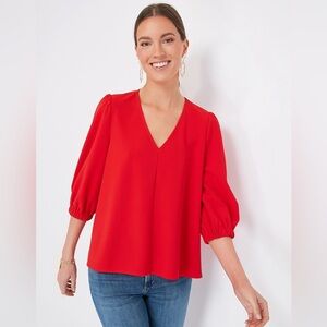 NWT Tuckernuck Pomander Place Red Hollis Top Blouse Pinkish Flowy Polyester New